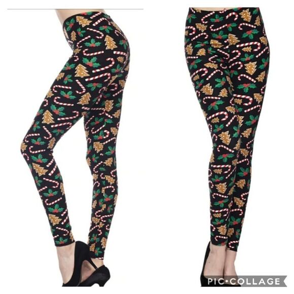Christmas Print Plus Size Leggings - Picture 1 of 7
